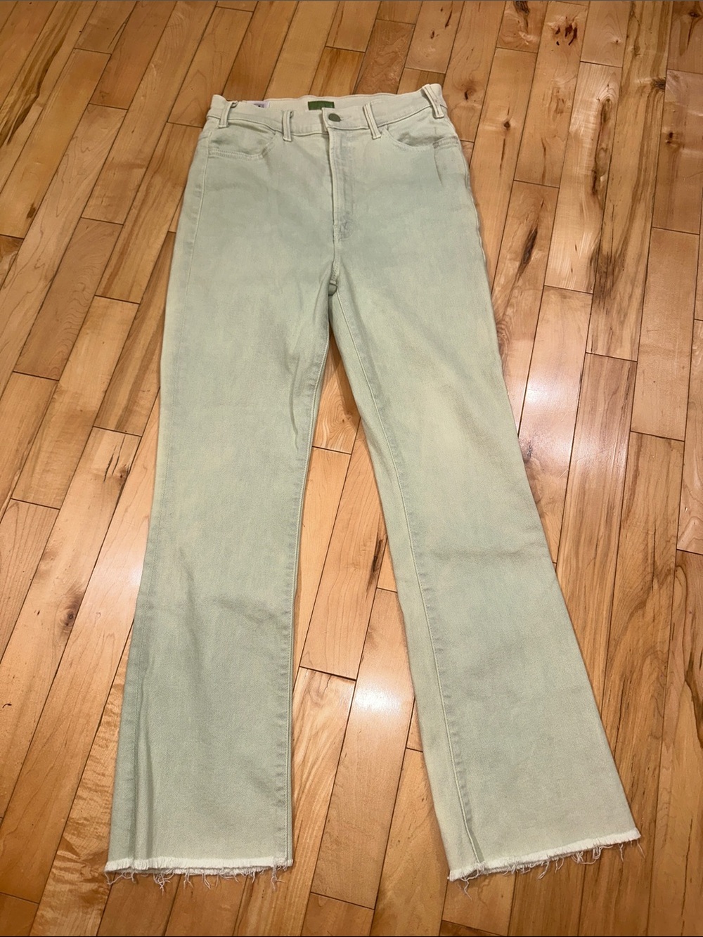 MOTHER Pale Green Boot Cut Jeans